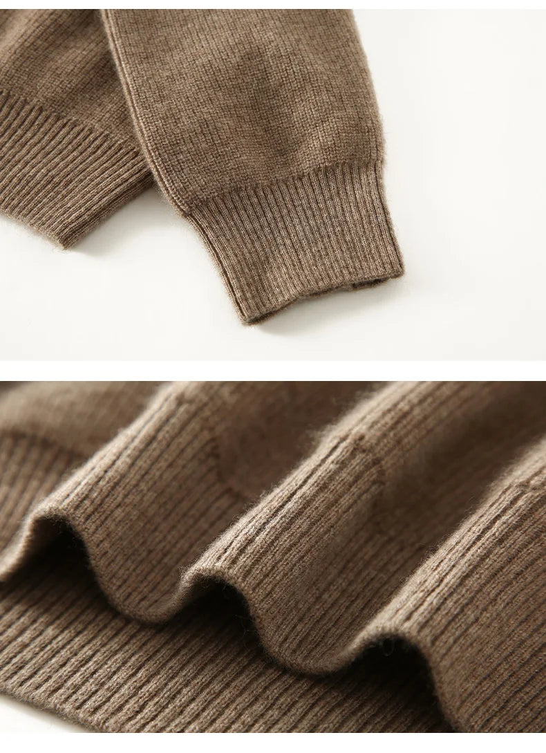 Cashmere Knitted Long-Sleeved Hooded Pullover