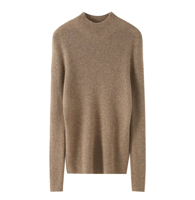 Cashmere Turtleneck Pullover Slim-Fit Knit Sweater