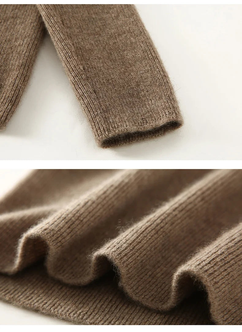 Cashmere Turtleneck Pullover Slim-Fit Knit Sweater