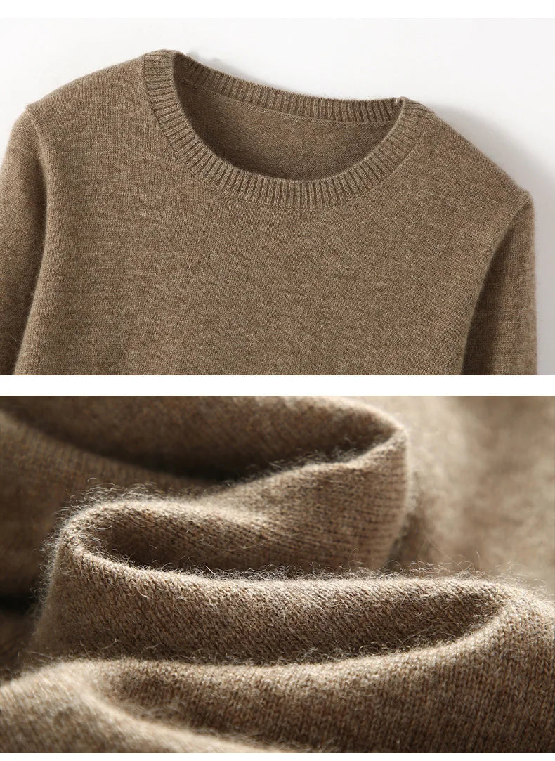 Cashmere Crew Neck Long-Sleeved Pullover Sweater