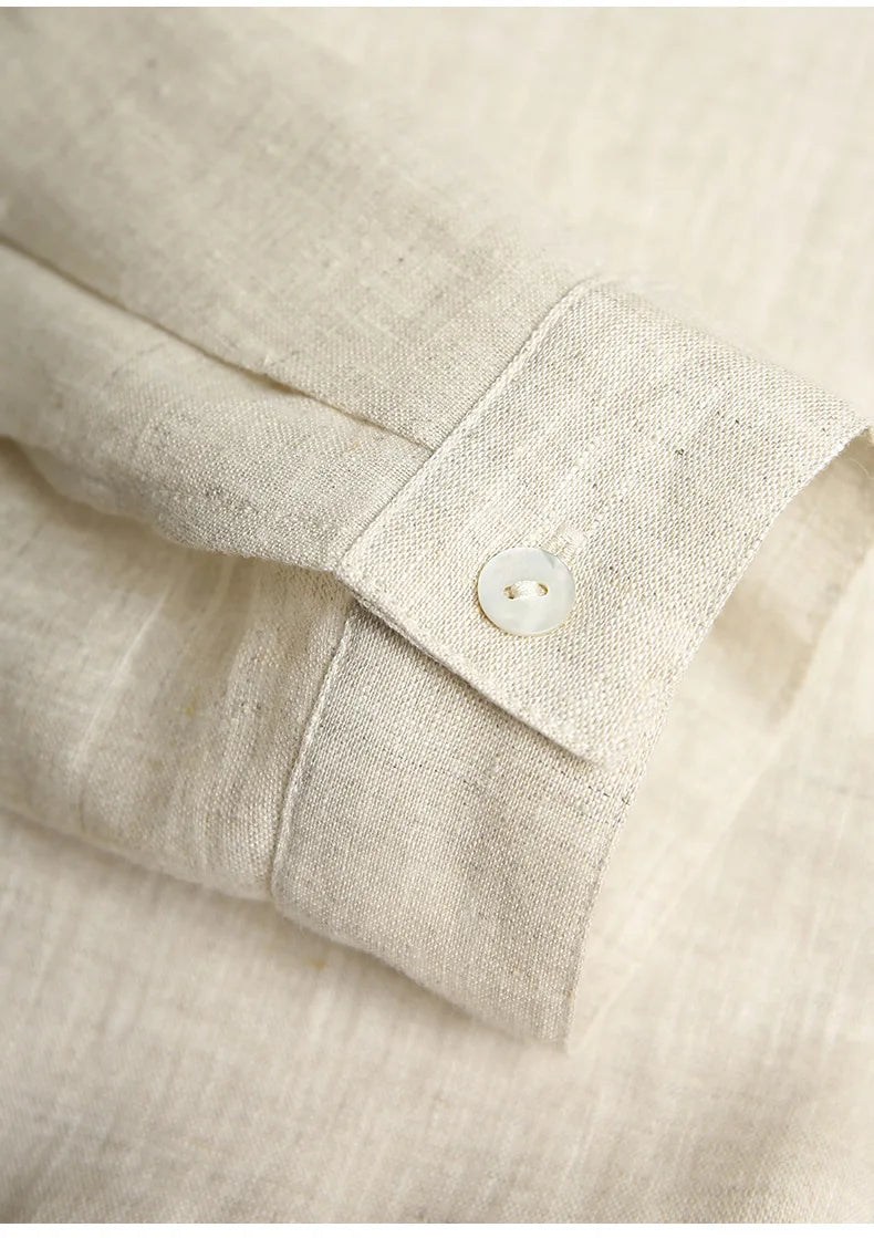 Loose V-Neck Button-Down Long-Sleeved Shirt