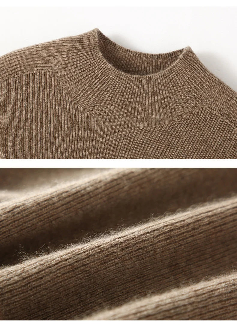 Cashmere Turtleneck Pullover Slim-Fit Knit Sweater