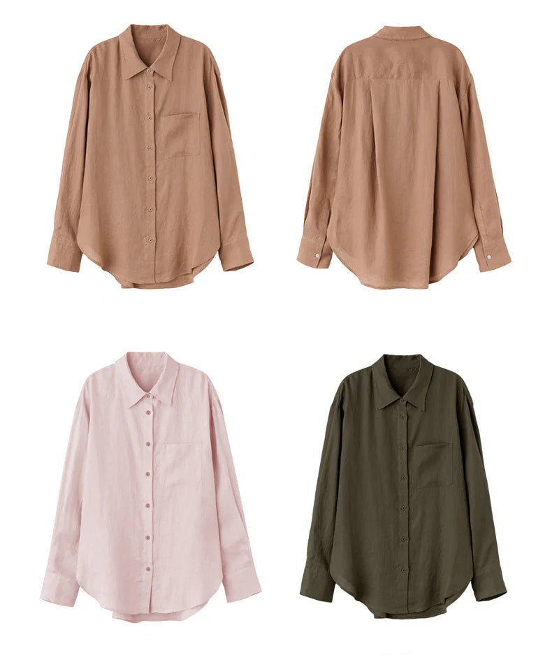 Casual Collared Single-Breasted Long-Sleeved Shirt